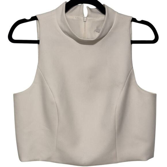 Black Halo Porcelain Juma Suit Top Only Sleeveless Cropped Mock Neck (8) - Picture 4 of 16